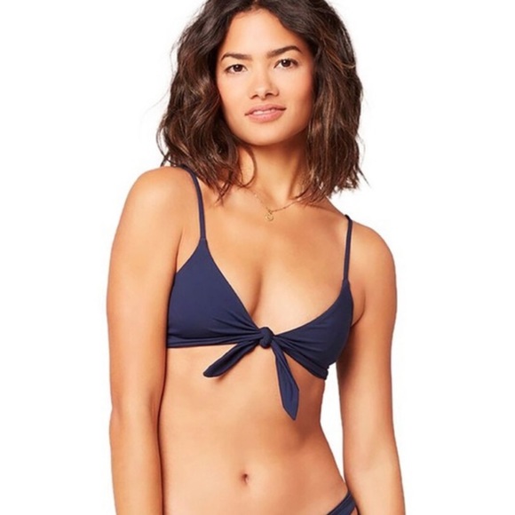 L*space navy blue flashback tie bow front bikini swim top - Picture 3 of 8